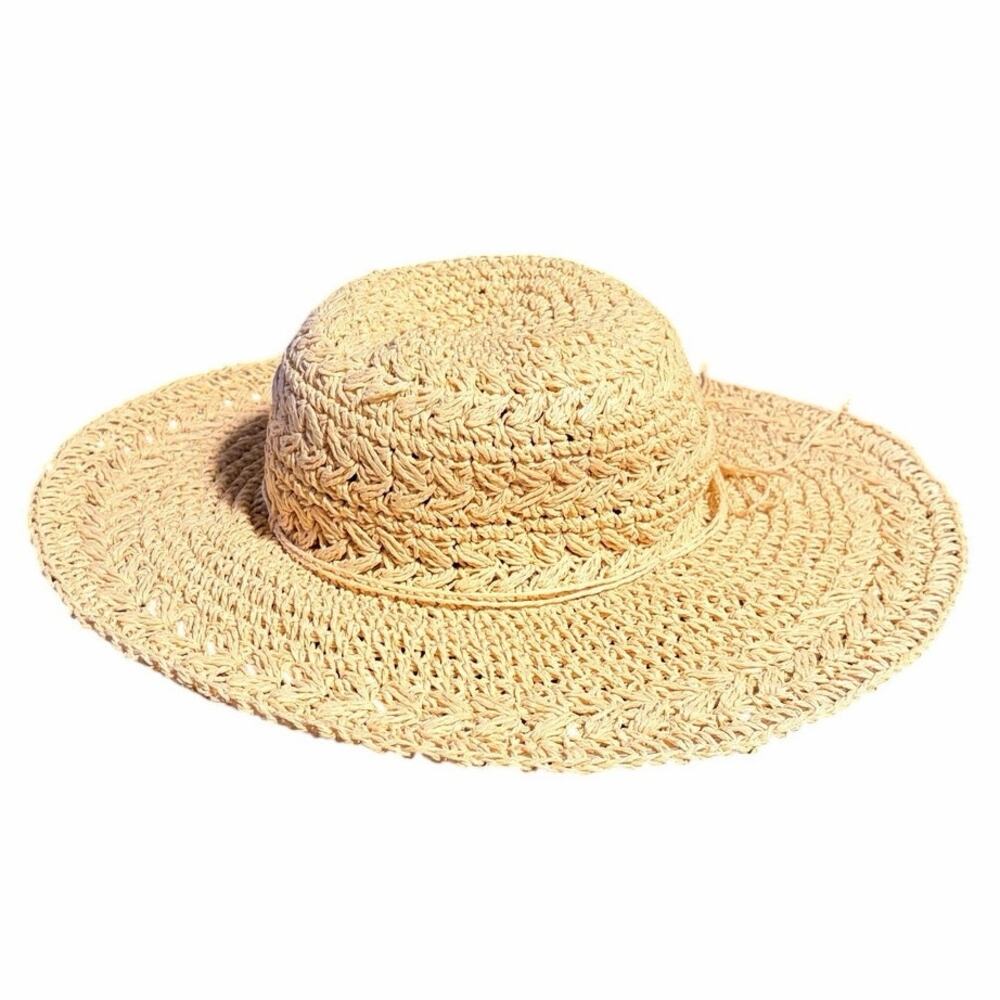 La Sacala Vintage 90’s Straw Woven Sunhat with Thin Straw Bow